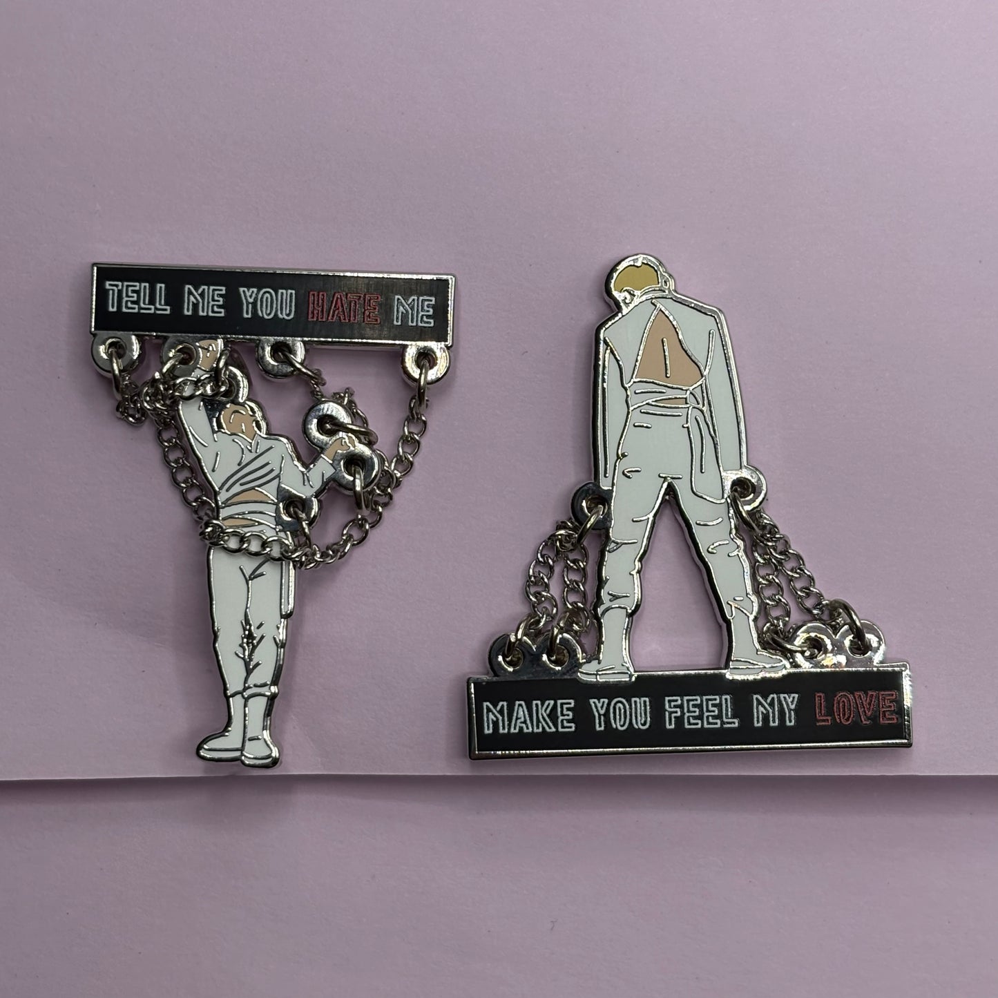 Stray Kids Bangchan and Hyunjin Red Lights Enamel Pins