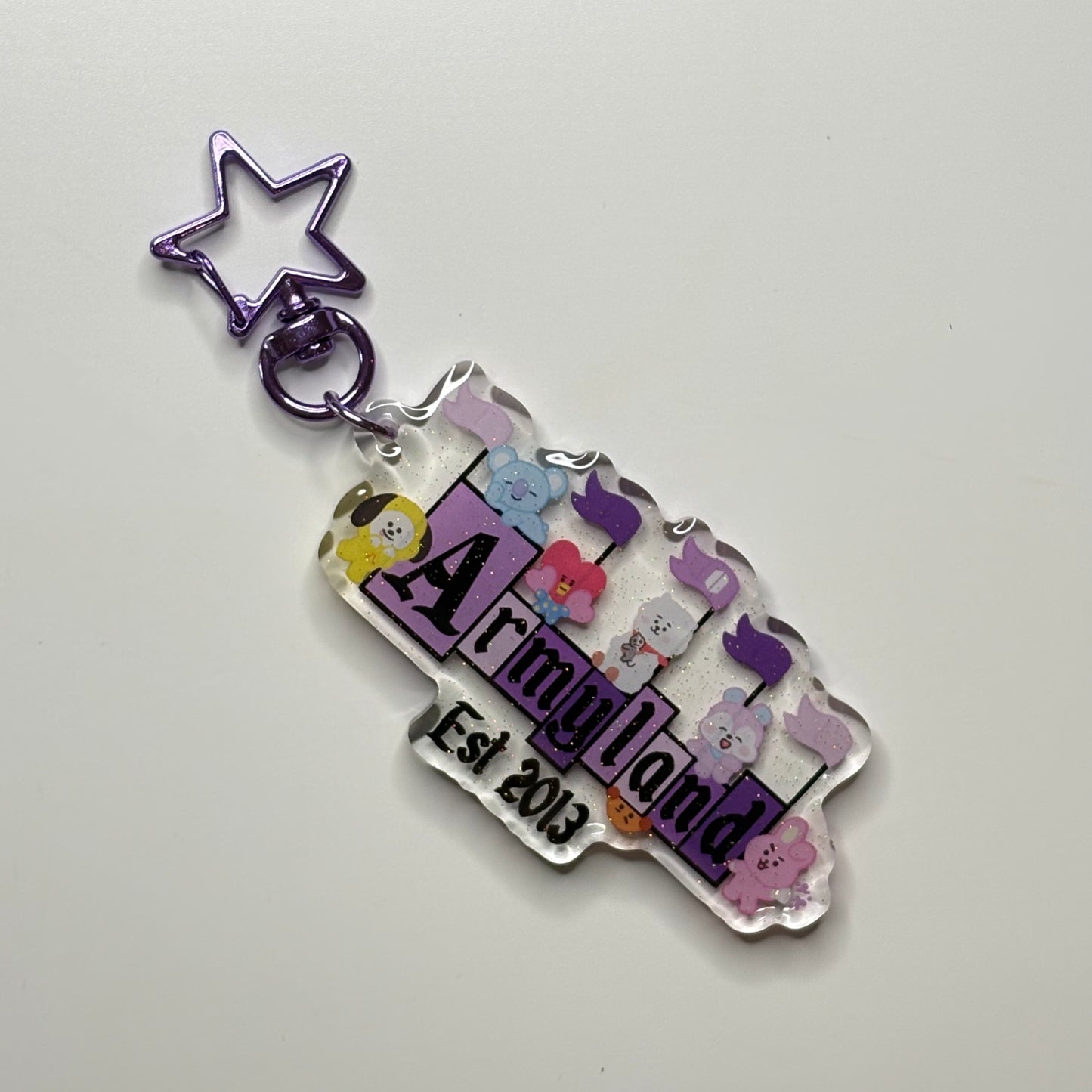 BTS ARMYland Glitter Epoxy Keychain