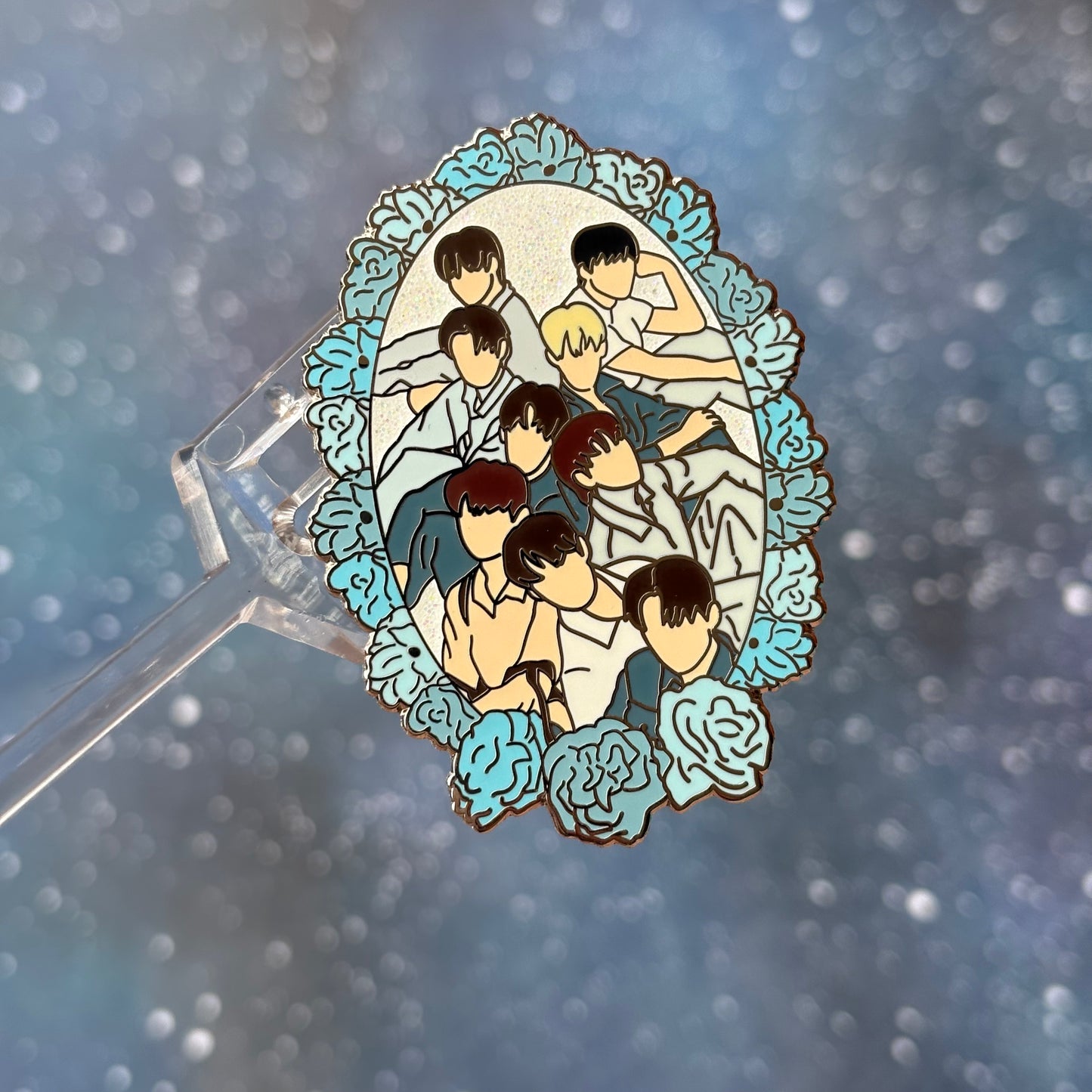 ZeroBaseOne ZB1 Blue Roses Group Enamel Pin