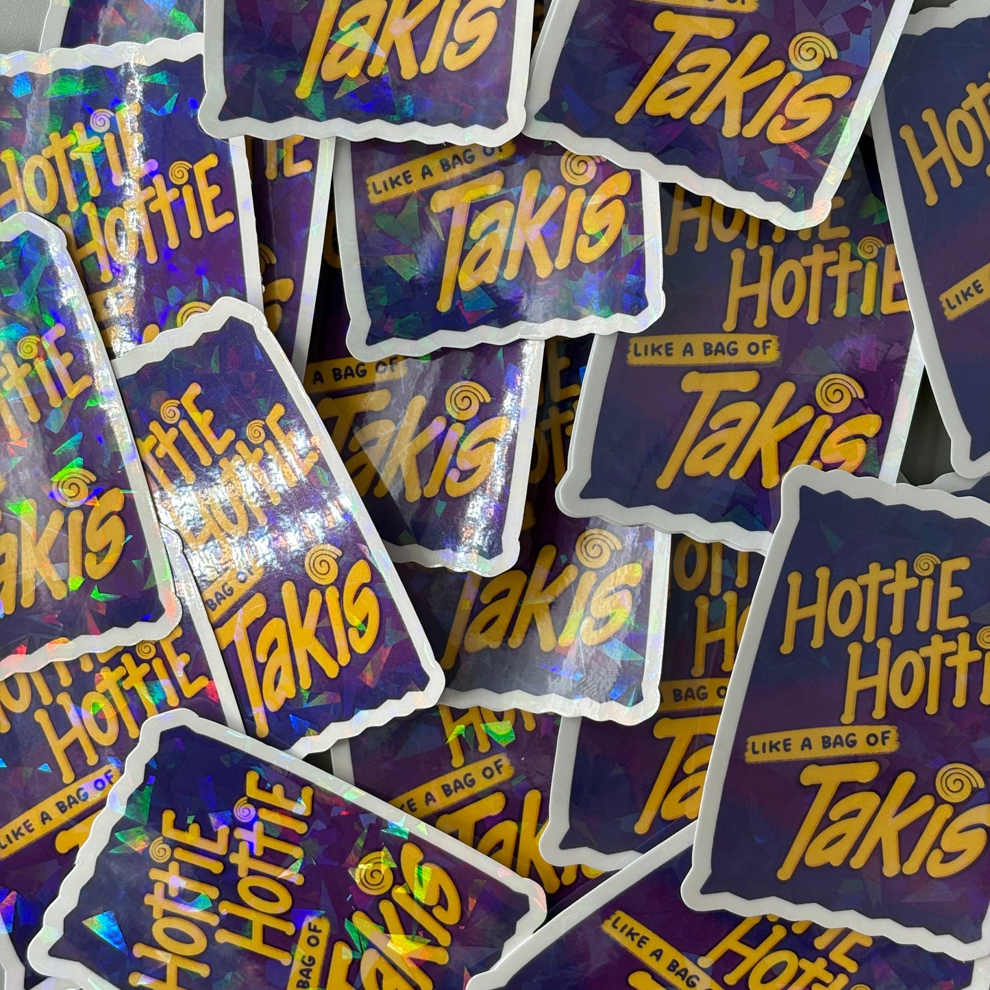 Katseye Gnarly Hottie Hottie Like a Bag of Takis Lyric Holographic Sticker