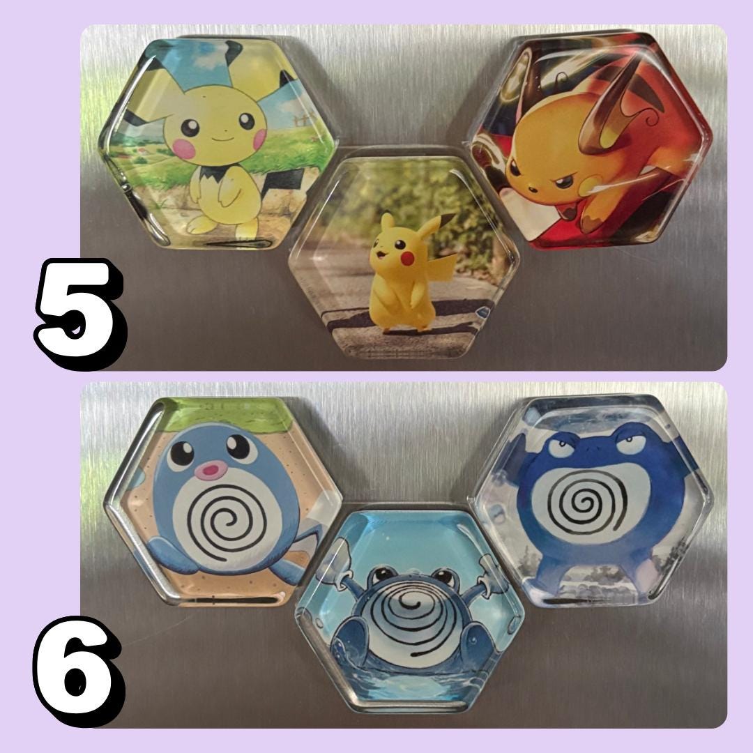 Upcycled Pokemon TCG Trading Card Evolution Refrigerator Magnets