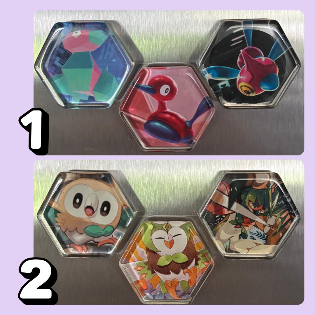 Upcycled Pokemon TCG Trading Card Evolution Refrigerator Magnets