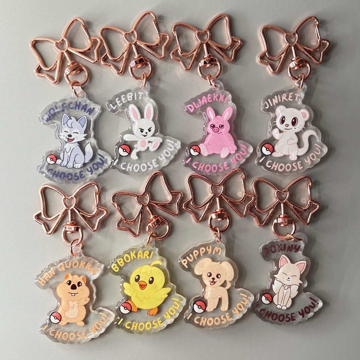 Stray Kids SKZOO Pokemon Inspired Glitter Epoxy Keychains