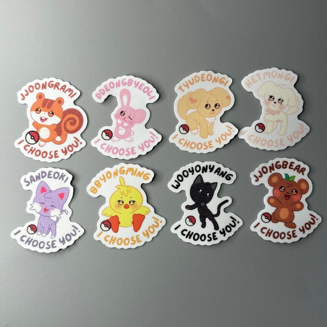 Ateez Aniteez Pokemon Inspired Sand Glitter Frosted Sticker