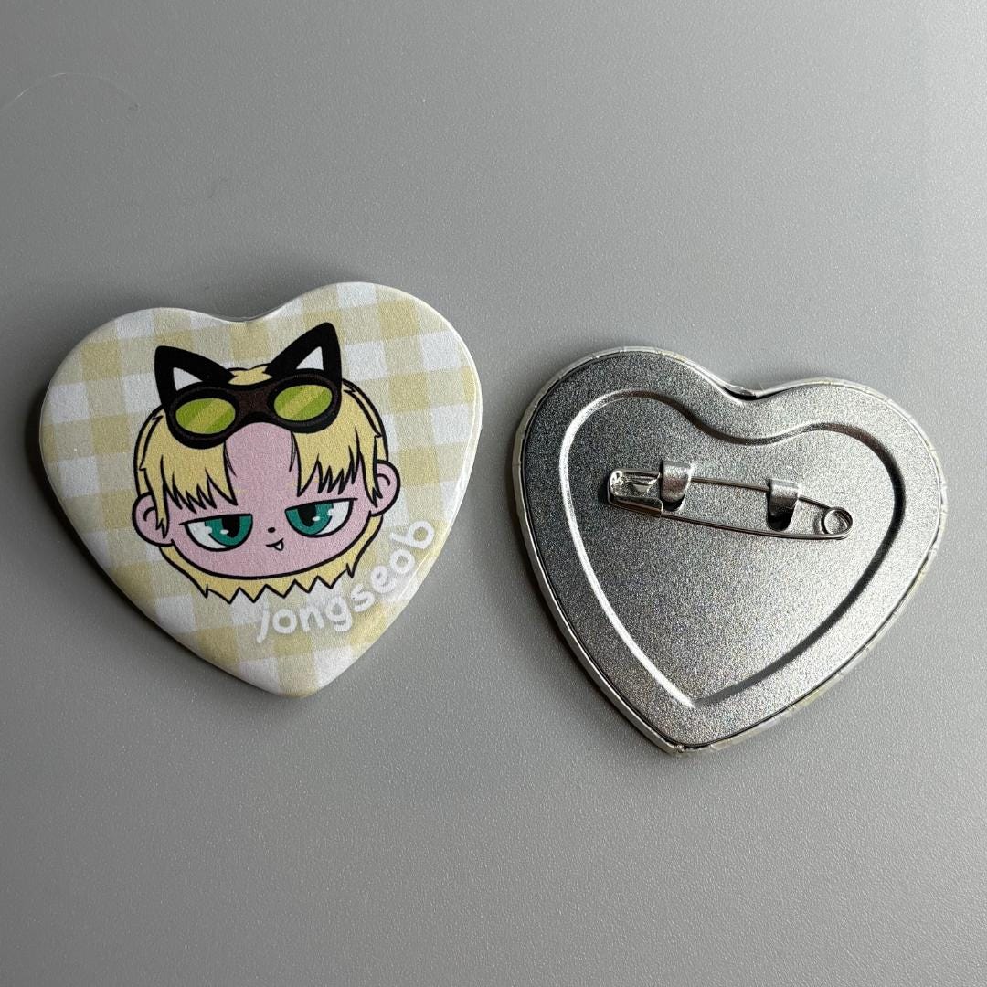 P1Harmony P1H P1Kids Handmade Heart Shaped Pin Back Buttons