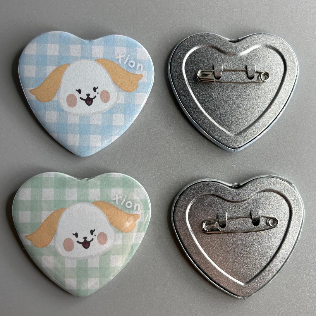 Oneus Hello,USS Character Handmade Heart Shaped Pin Back Buttons