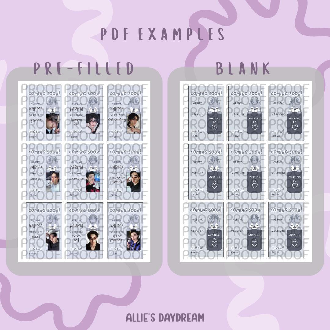 Stray Kids Bangchan WolfChan SKZOO Photocard Placeholder With Photocard Preview (Digital Download PDFs)