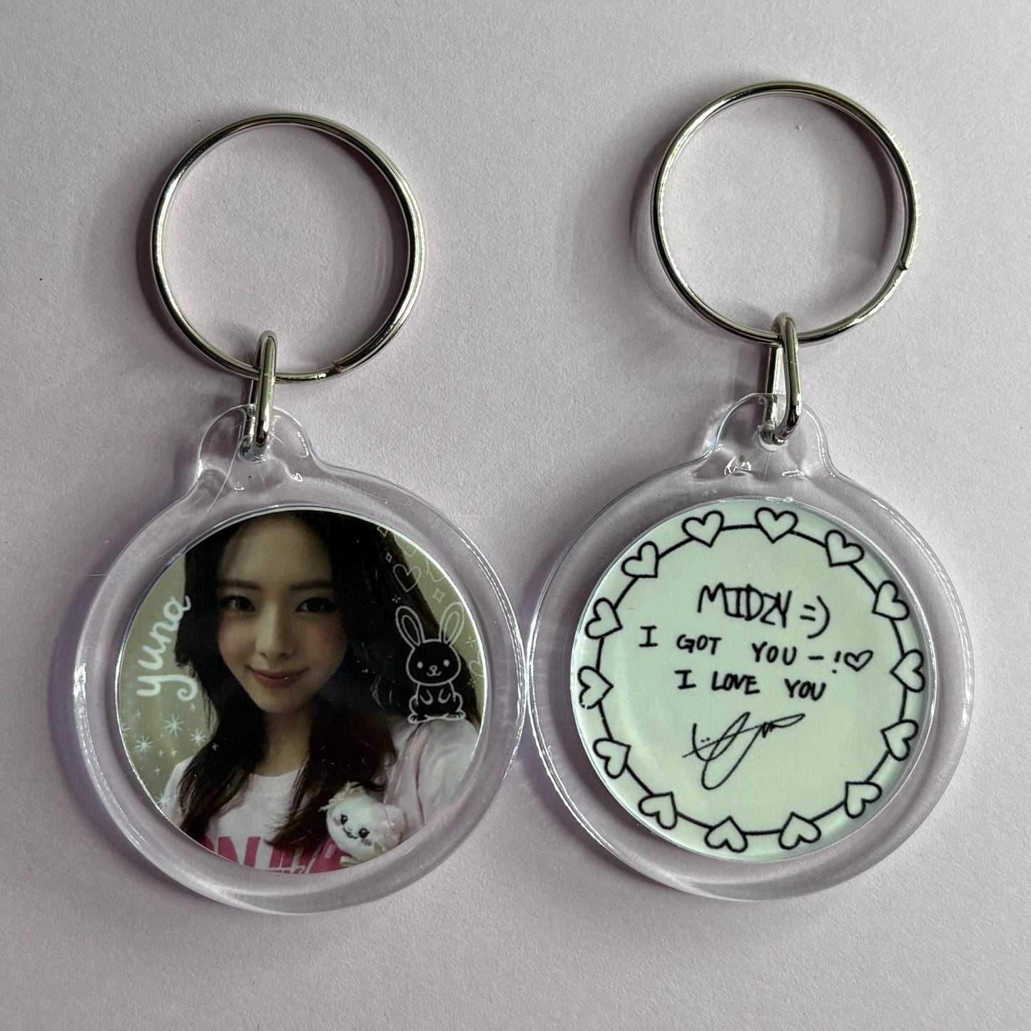 ITZY TWINZY Cute Emoji Doodled Double Sided Handwriting Keychain