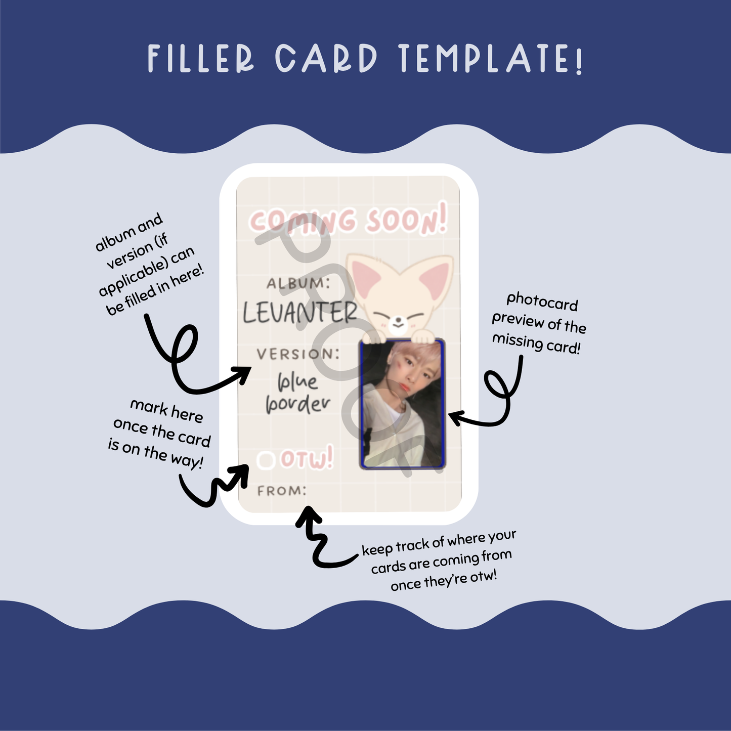 Stray Kids Photocard Collection Filler Card Canva Customizable Template