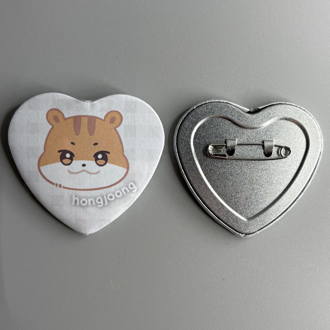 Ateez Aniteez Character Handmade Heart Shaped Pin Back Buttons