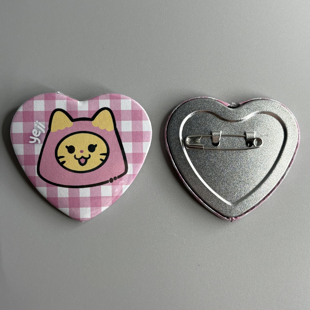 Itzy WDZY Character Handmade Heart Shaped Pin Back Buttons