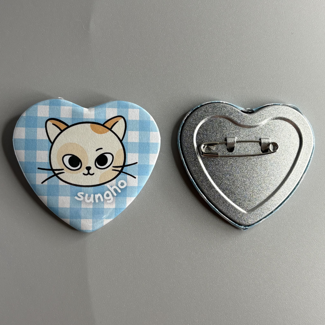 BoyNextDoor BBNexDo Character Handmade Heart Shaped Pin Back Buttons