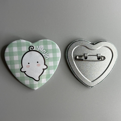Le Sserafim Fim's Club Character Handmade Heart Shaped Pin Back Buttons