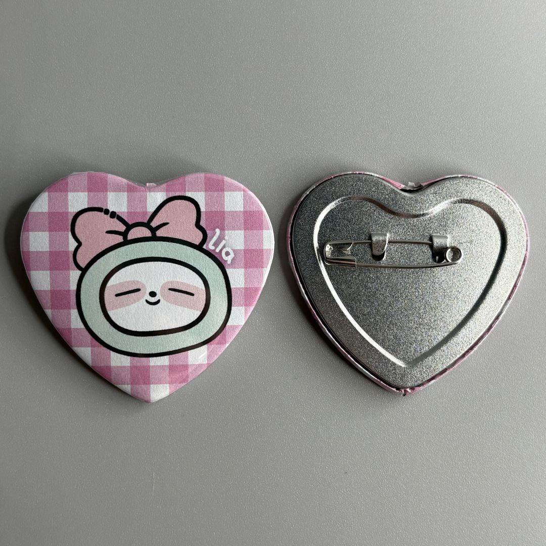 Itzy WDZY Character Handmade Heart Shaped Pin Back Buttons
