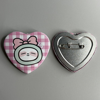 Itzy WDZY Character Handmade Heart Shaped Pin Back Buttons
