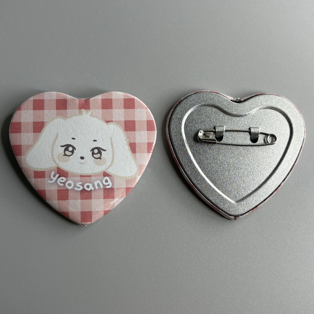 Ateez Aniteez Character Handmade Heart Shaped Pin Back Buttons