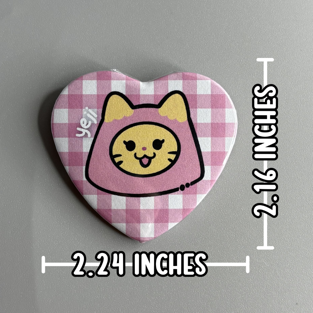 Itzy WDZY Character Handmade Heart Shaped Pin Back Buttons