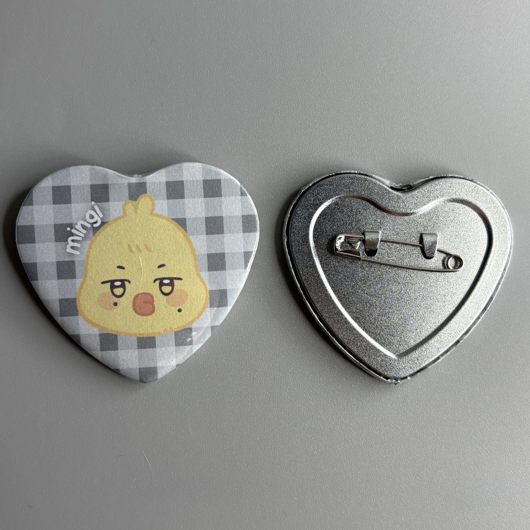 Ateez Aniteez Character Handmade Heart Shaped Pin Back Buttons