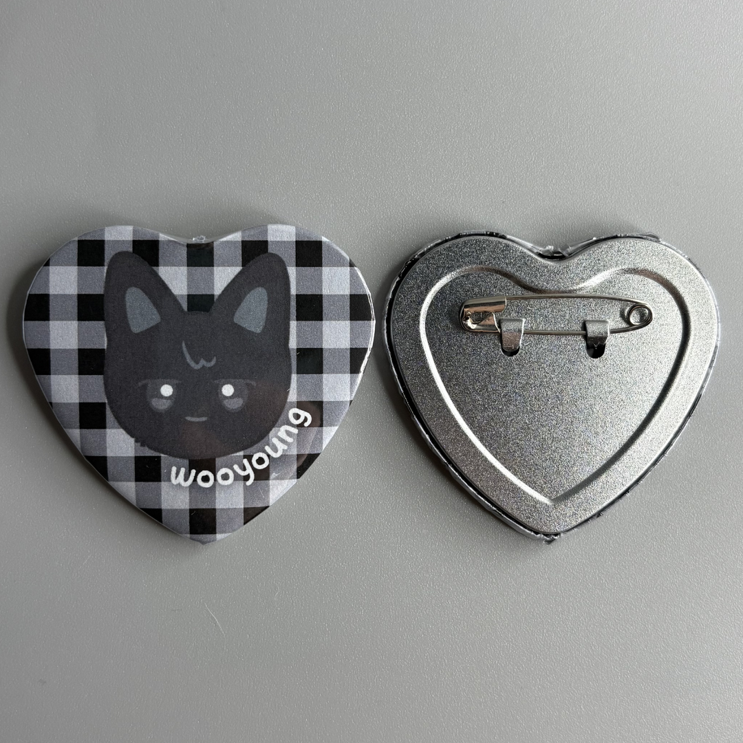 Ateez Aniteez Character Handmade Heart Shaped Pin Back Buttons