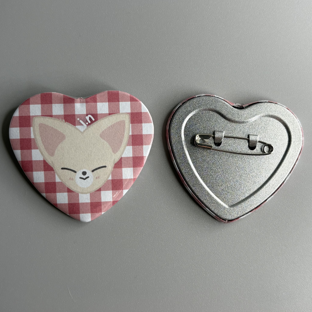 Stray Kids SZK Skzoo Character Handmade Heart Shaped Pin Back Buttons