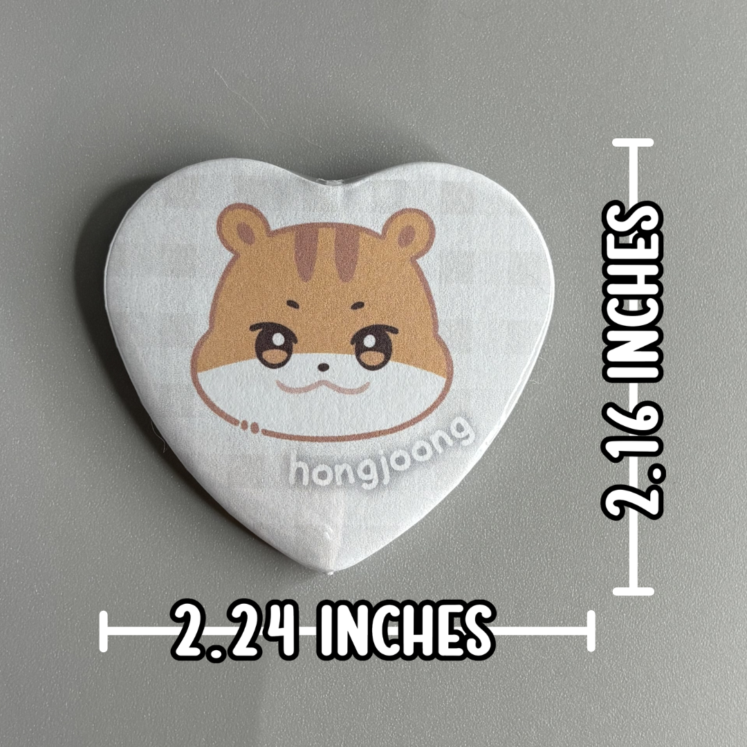 Ateez Aniteez Character Handmade Heart Shaped Pin Back Buttons