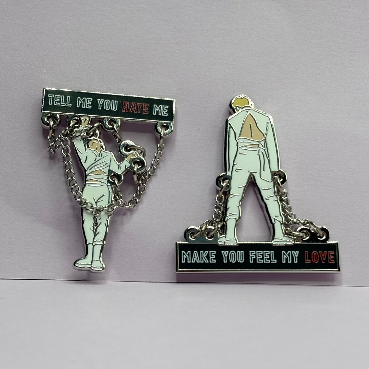 Stray Kids Bangchan and Hyunjin Red Lights Enamel Pins