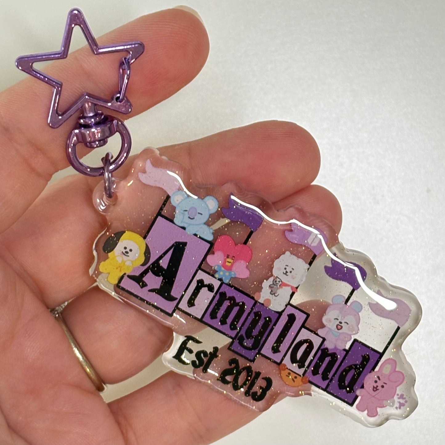 BTS ARMYland Glitter Epoxy Keychain