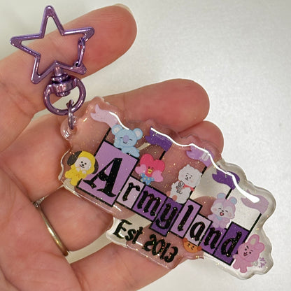 BTS ARMYland Glitter Epoxy Keychain