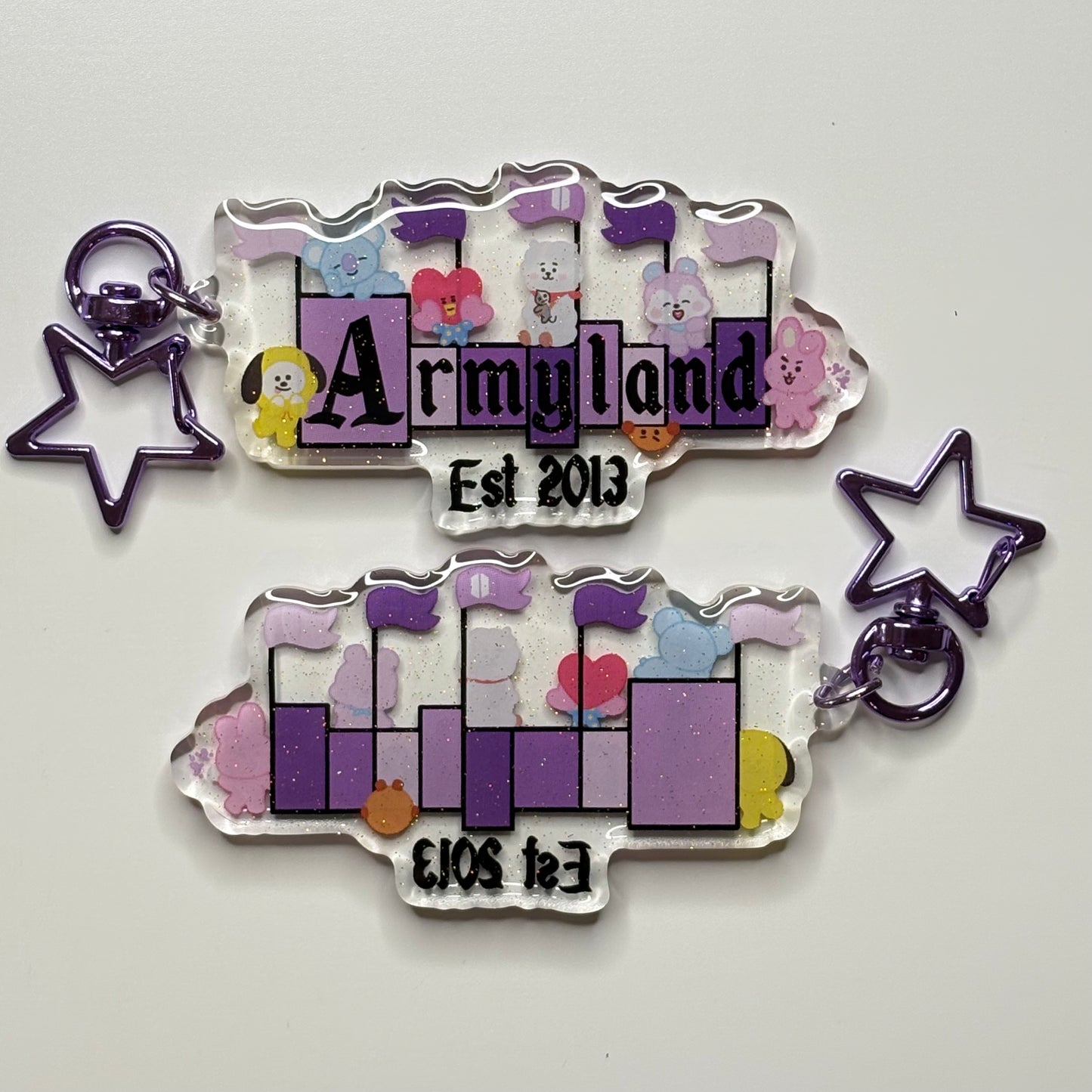 BTS ARMYland Glitter Epoxy Keychain