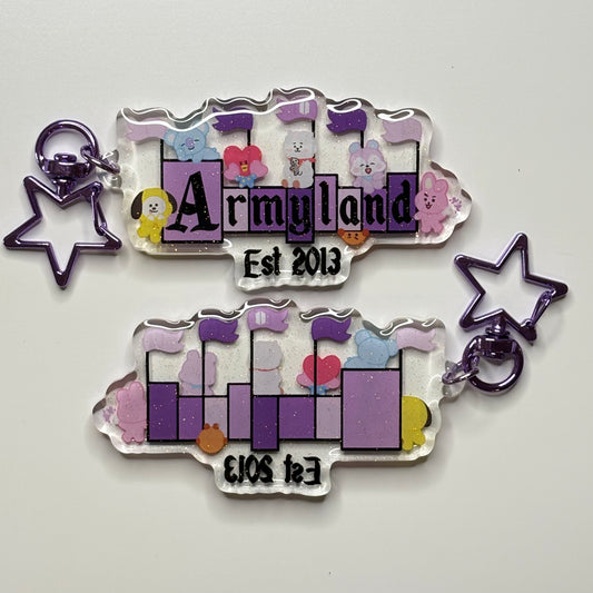 BTS ARMYland Glitter Epoxy Keychain