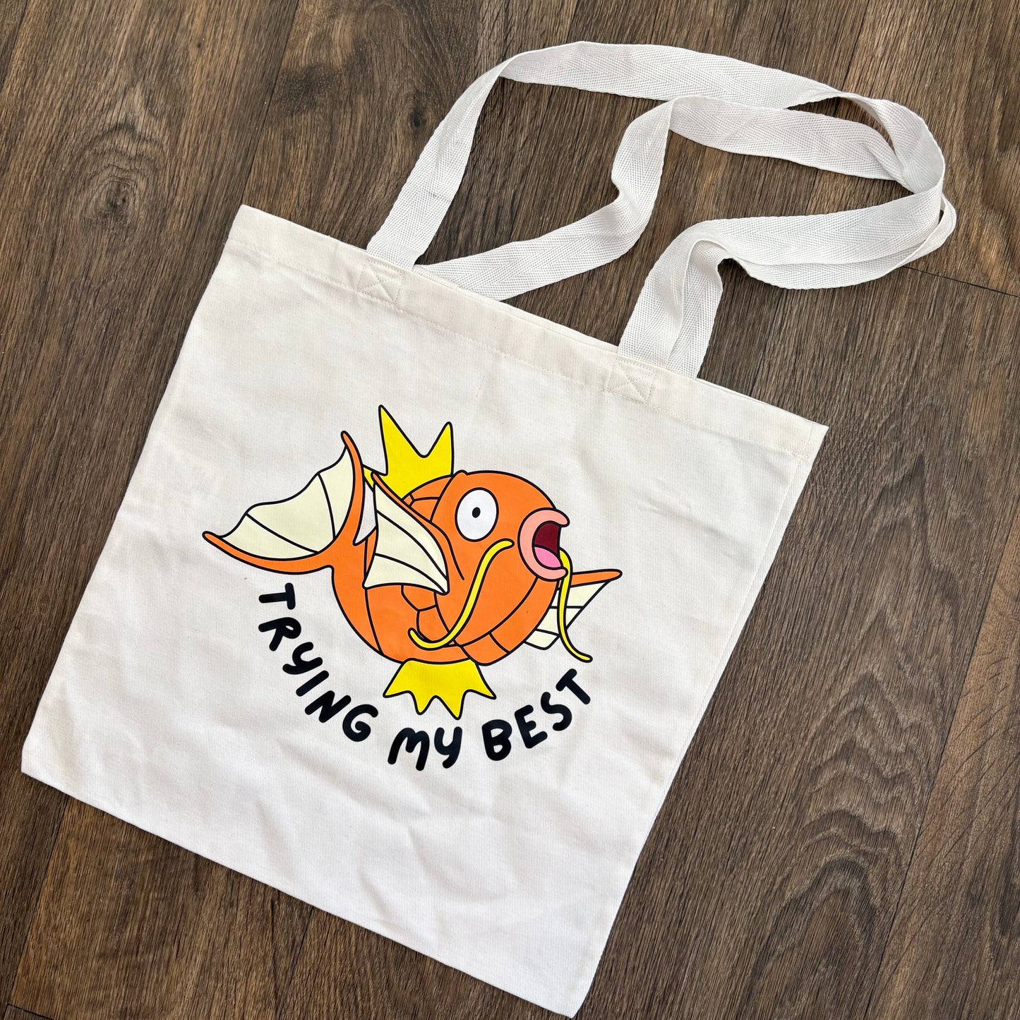 Magikarp Trying My Best Tote Bag