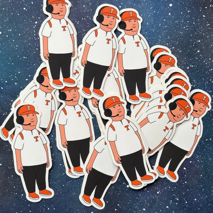 Tennessee Vols Football Football Coach Parody Character Sticker