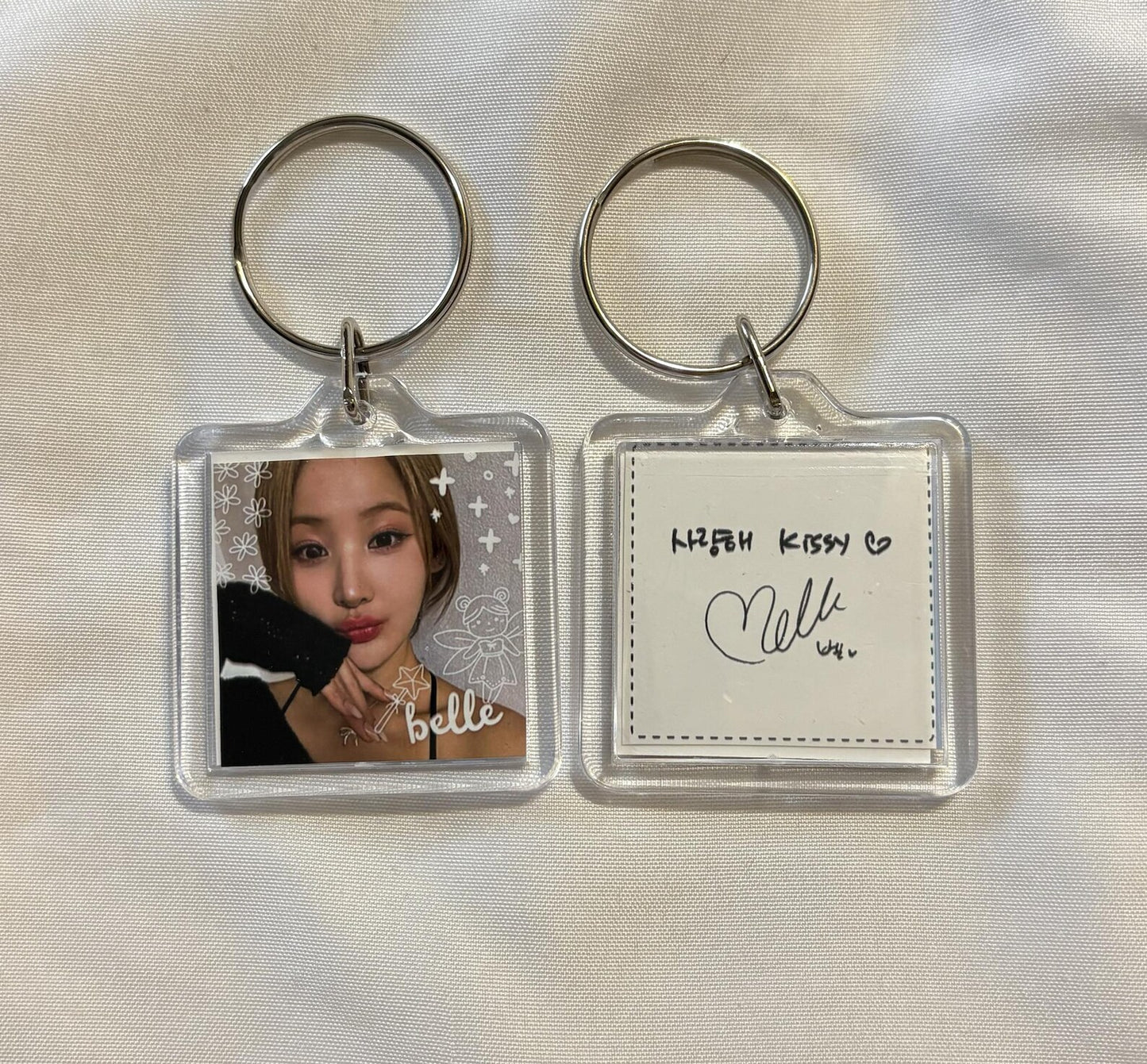 Kiss of Life Member Photo and Handwriting Square Keychain