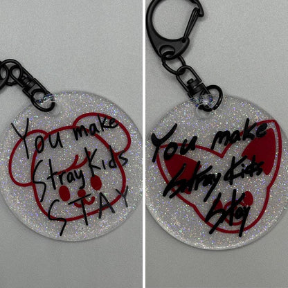 Stray Kids SKZ SKZOO and Handwriting Resin Glitter Keychain