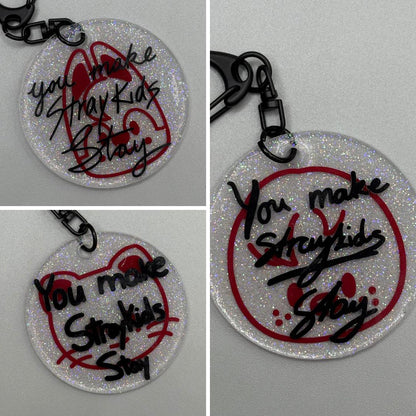 Stray Kids SKZ SKZOO and Handwriting Resin Glitter Keychain