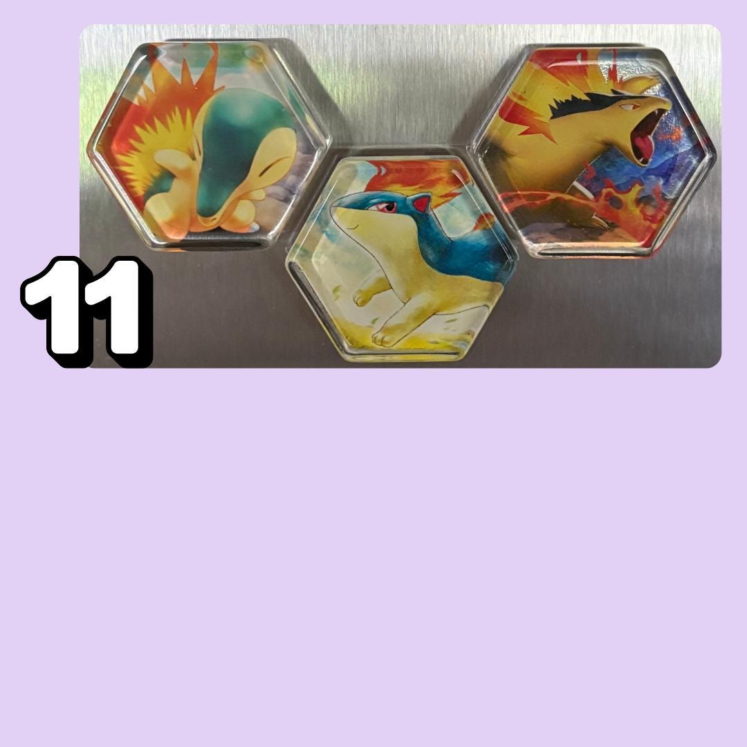 Upcycled Pokemon TCG Trading Card Evolution Refrigerator Magnets