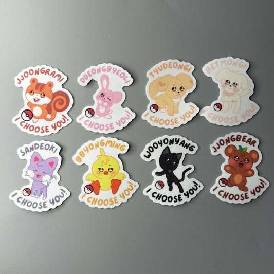 Ateez Aniteez Pokemon Inspired Sand Glitter Frosted Sticker