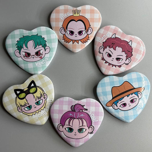 P1Harmony P1H P1Kids Handmade Heart Shaped Pin Back Buttons