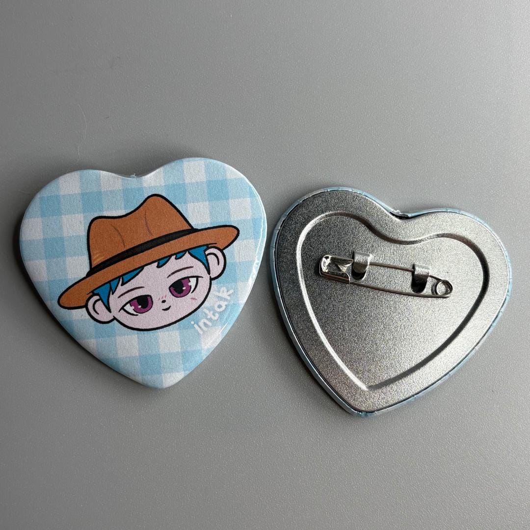 P1Harmony P1H P1Kids Handmade Heart Shaped Pin Back Buttons