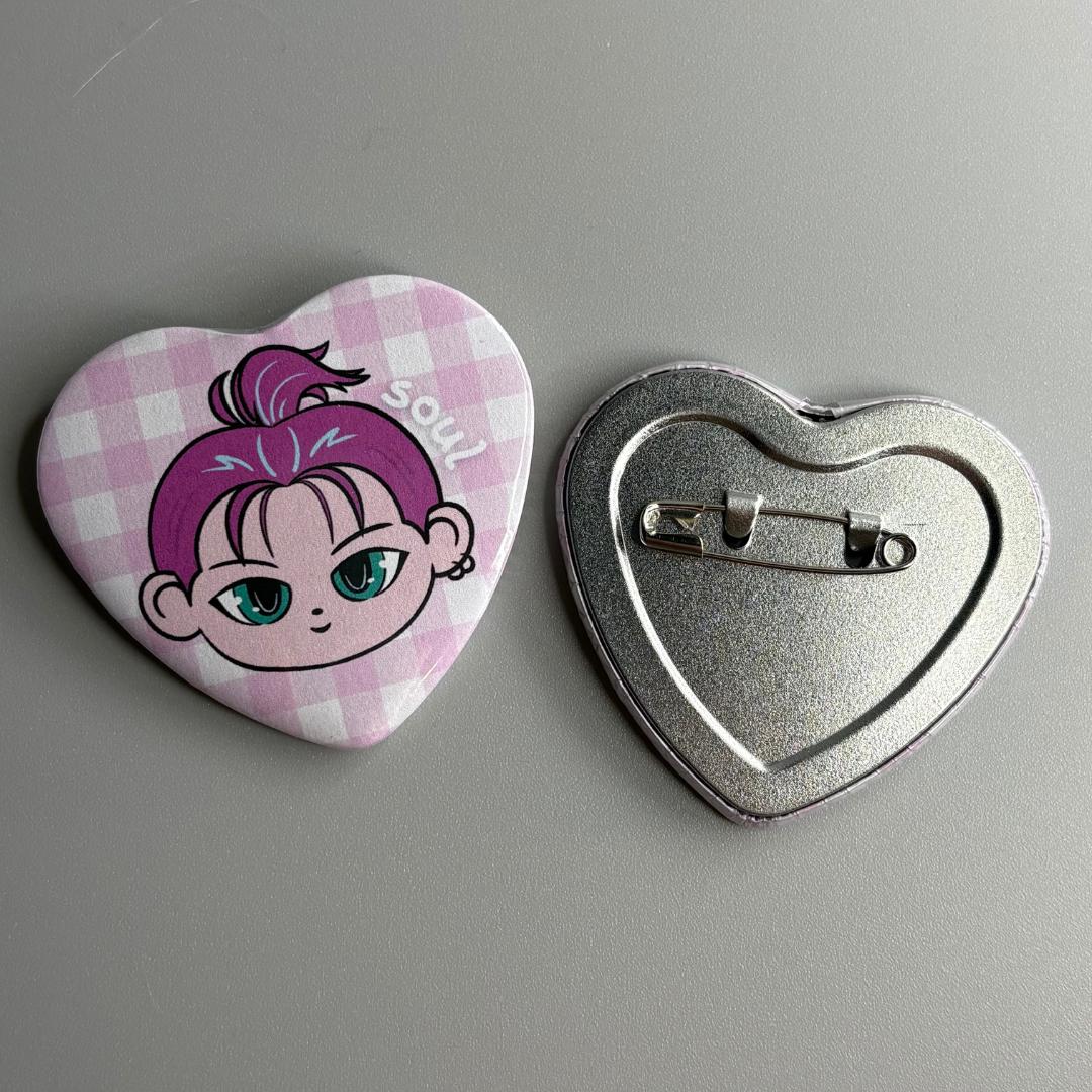 P1Harmony P1H P1Kids Handmade Heart Shaped Pin Back Buttons
