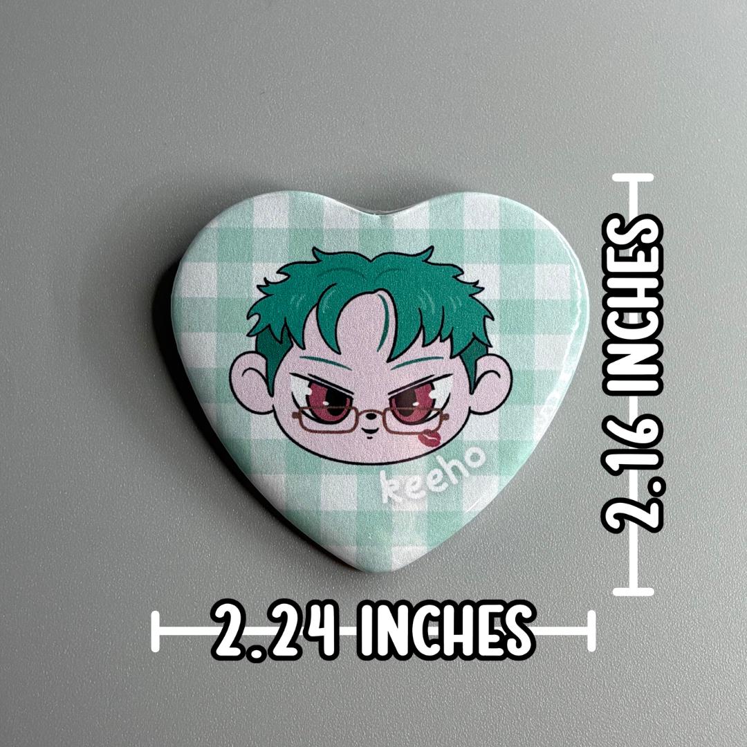 P1Harmony P1H P1Kids Handmade Heart Shaped Pin Back Buttons