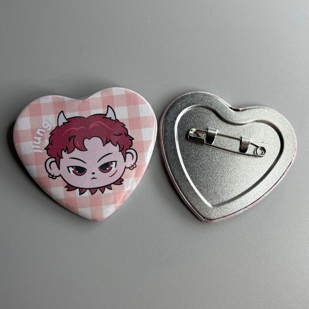 P1Harmony P1H P1Kids Handmade Heart Shaped Pin Back Buttons