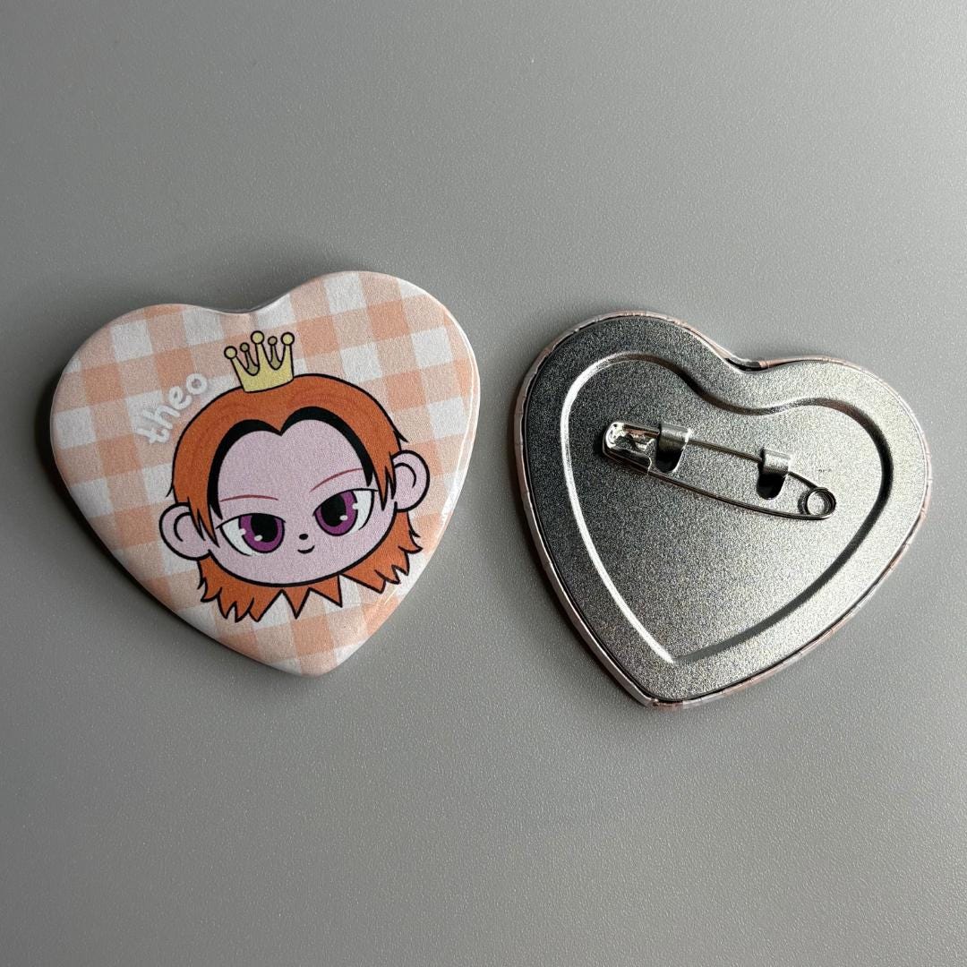 P1Harmony P1H P1Kids Handmade Heart Shaped Pin Back Buttons