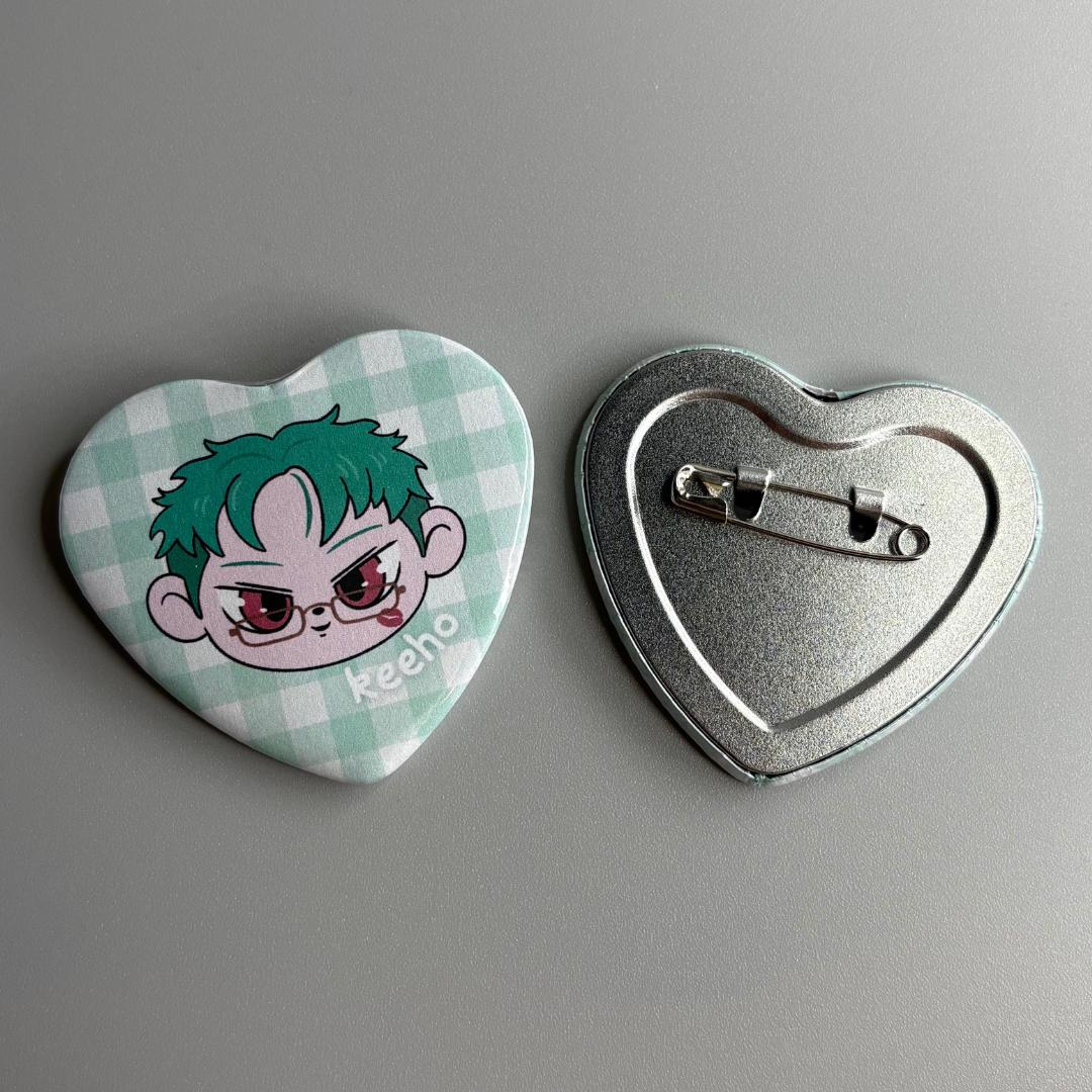 P1Harmony P1H P1Kids Handmade Heart Shaped Pin Back Buttons