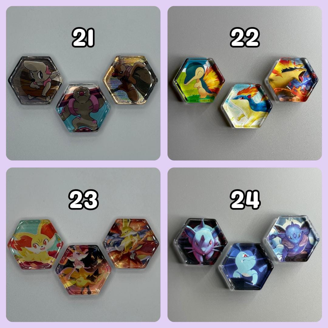 Upcycled Pokemon TCG Trading Card Evolution Refrigerator Magnets