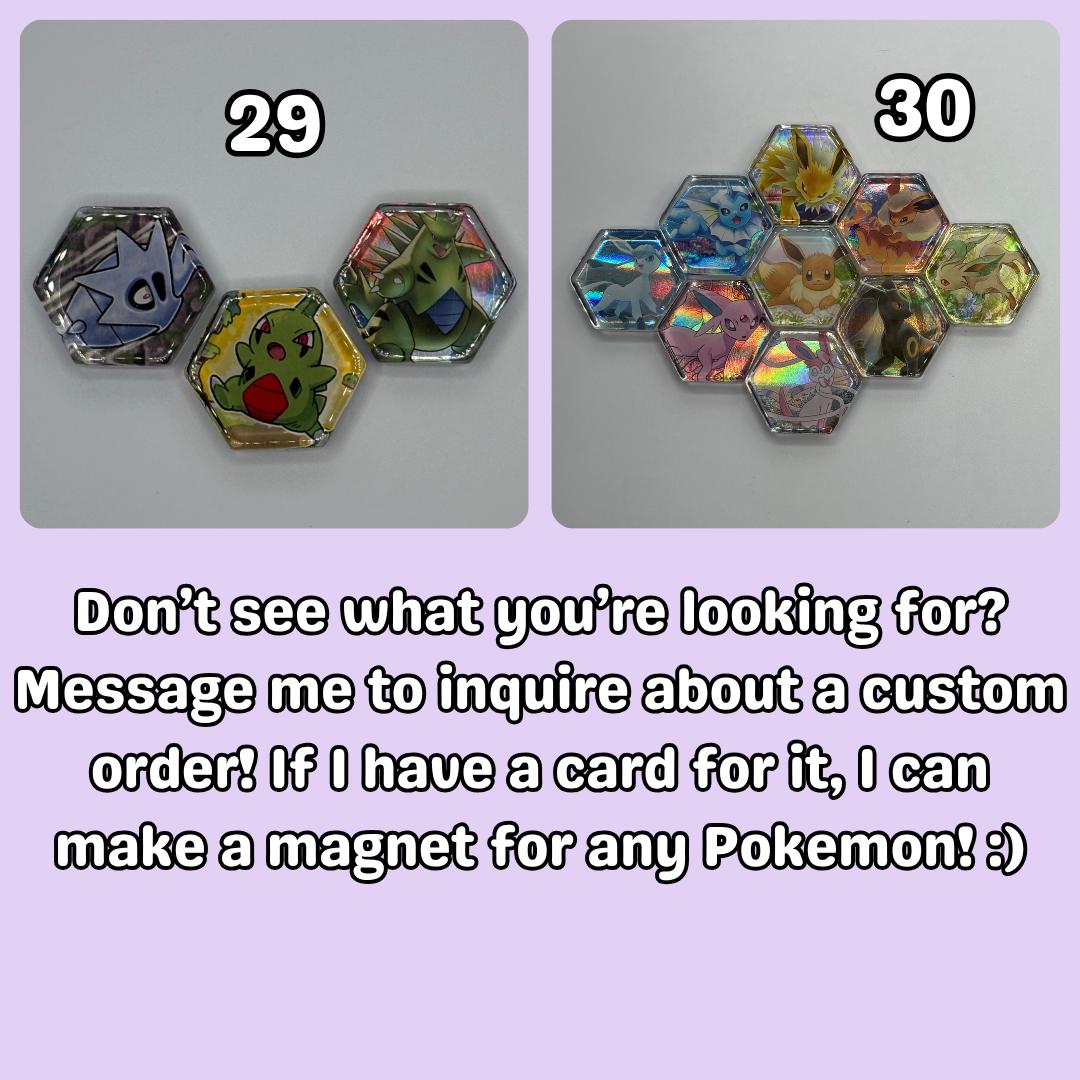 Upcycled Pokemon TCG Trading Card Evolution Refrigerator Magnets