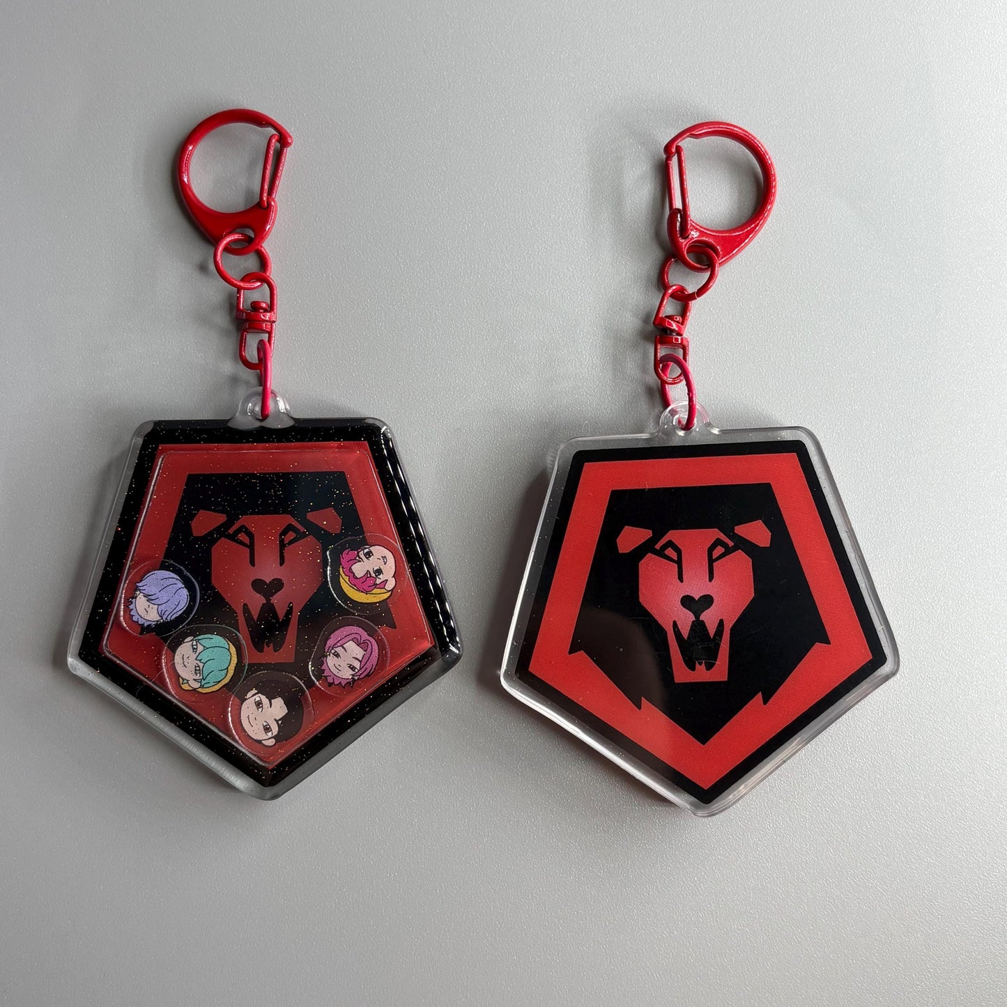 Kpop Demon Hunters Saja Boys Lightstick Members Shaker Glitter Epoxy Keychain