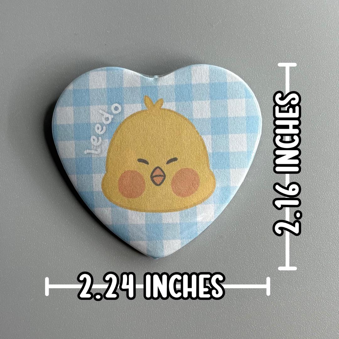 Oneus Hello,USS Character Handmade Heart Shaped Pin Back Buttons