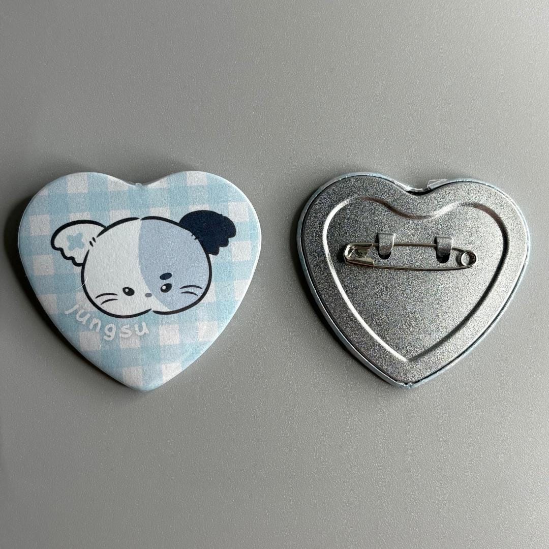 Xdinary Heroes Xdinary Monsters Character Handmade Heart Shaped Pin Back Buttons