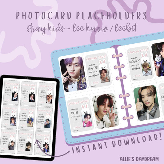 Stray Kids Lee Know Leebit SKZOO Photocard Placeholder With Photocard Preview (Digital Download PDFs)